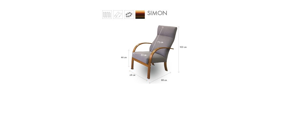 Křeslo SIMON – varianty a rozměry