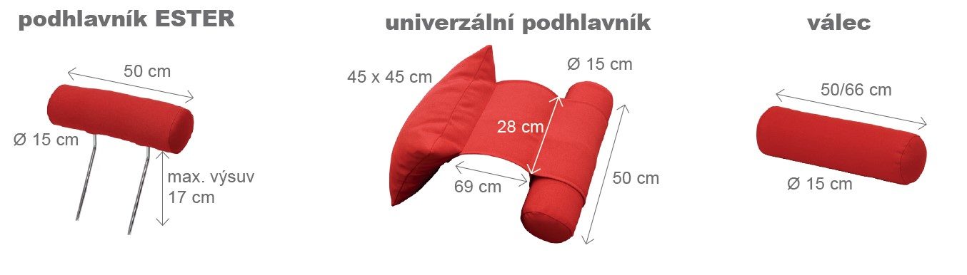 Záhlavník ESTER – varianty a rozměry